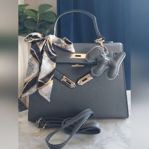 NEW Elegant Gray Handbag Bag Crossbody Tote Satchel + 1 EXTRA Strap INCLUDED